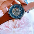 Fossil Forrester Automatic Skeleton Grey Dial Brown Leather Strap Watch for Men - ME3178