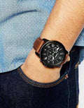 Fossil Grant Chronograph Black Dial Brown Leather Strap Watch for Men - FS5241