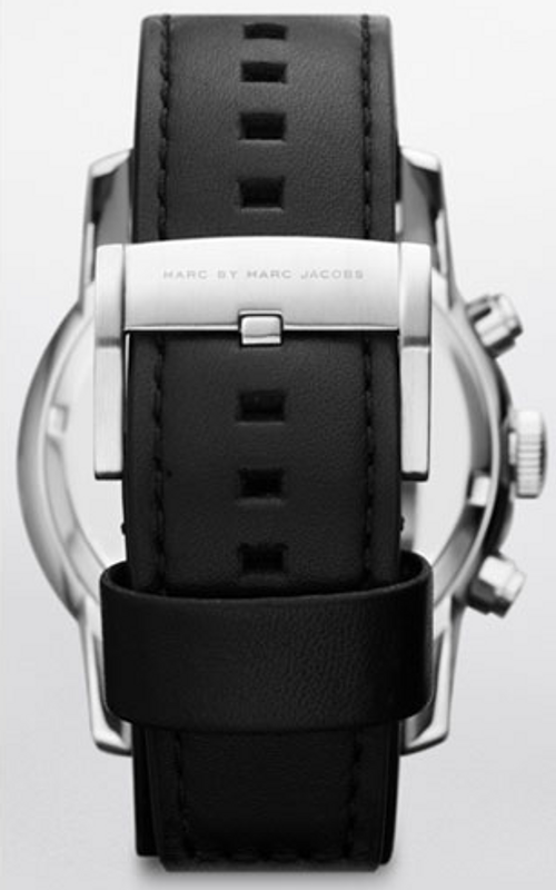 Marc Jacobs Larry Chronograph Black Dial Black Leather Strap Watch for Men - MBM5054