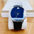 Movado Museum Classic Blue Dial Black Leather Strap Watch for Men - 0607197