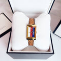 Gucci G-Frame Mother of Pearl Dial Brown Leather Snakeskin Strap Watch For Women - YA147402