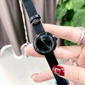 Versace V-Flare Quartz Black Dial Black Leather Strap Watch for Women - VEBN00518