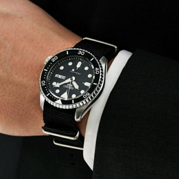 Seiko 5 Sports SKX Automatic Black Dial Black NATO Strap Watch For Men - SRPD55K3