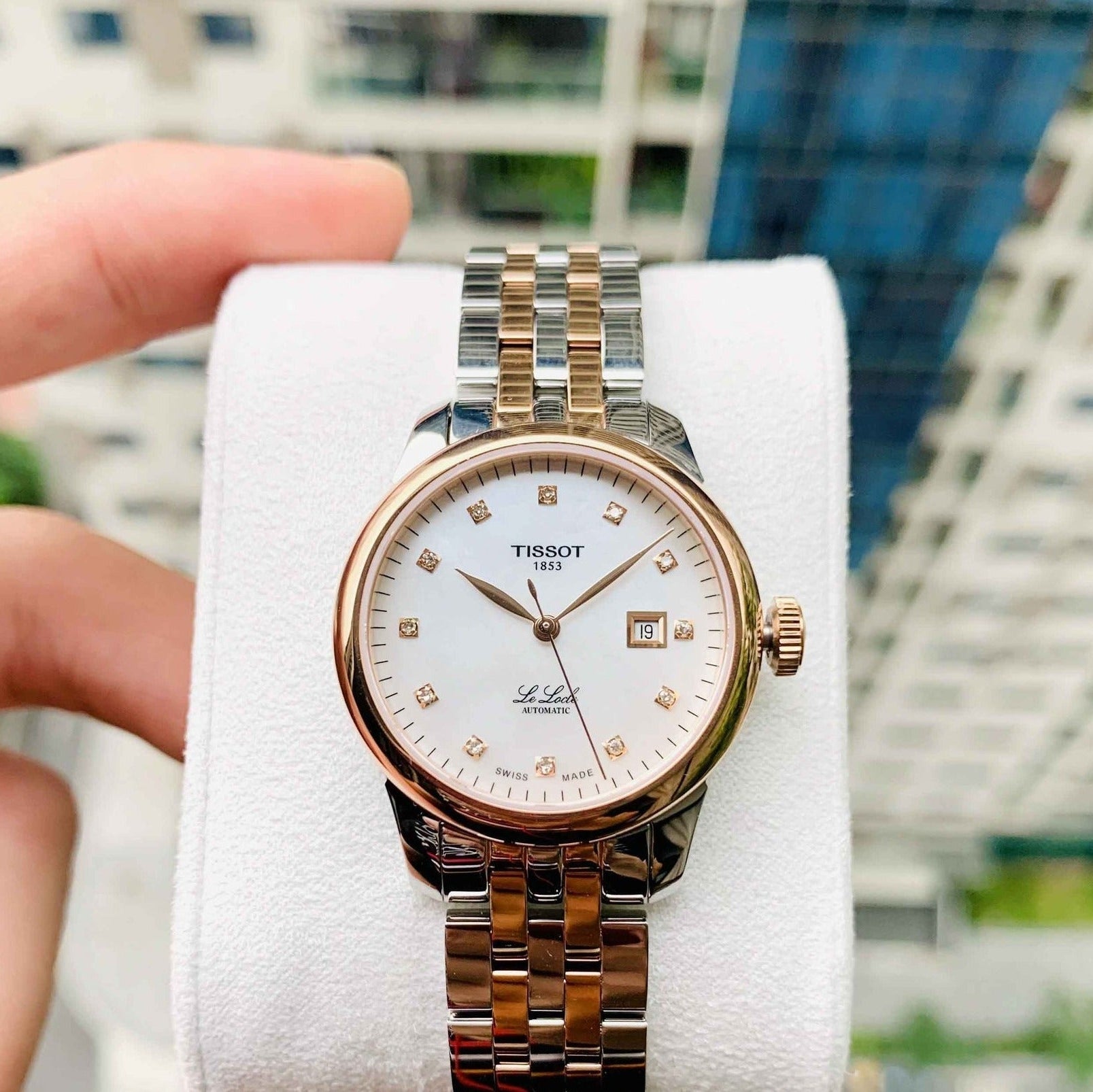 Tissot Le Locle Automatic Lady Mother of Pearl Dial Two Tone Steel Strap Watch For Women - T006.207.22.116.00