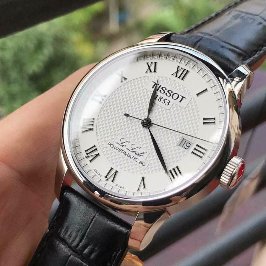 Tissot Le Locle Powermatic 80 Silver Dial Black Leather Strap Watch For Men - T006.407.16.033.00