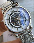 Emporio Armani Meccanico Automatic Silver Dial Silver Steel Strap Watch for Men - AR60006