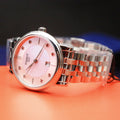 Tissot T Classic Carson Premium Lady Mother of Pearl Pink Dial Silver Steel Strap Watch For Women - T122.210.11.159.00