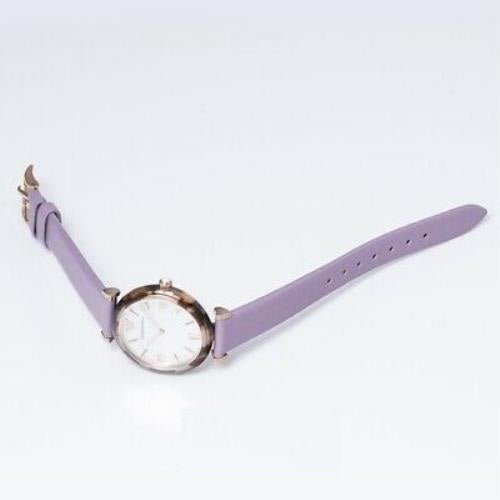 Emporio Armani Gianni Mother of Pearl Dial Purple Leather Strap Watch For Women - AR11003