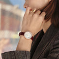 Emporio Armani Rosa Two Hand White Dial Red Leather Strap Watch For Women - AR11357