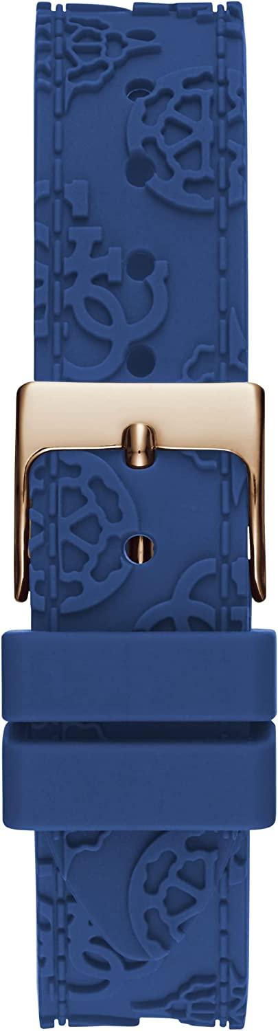 Guess Crown Jewel Diamonds White Dial Blue Rubber Strap Watch for Women - GW0411L2
