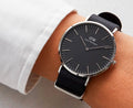 Daniel Wellington Classic Cornwall Black Dial Black Nylon Strap Watch For Women - DW00100149