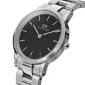 Daniel Wellington Iconic Link Black Dial Silver Steel Strap Watch for Women - DW00100204