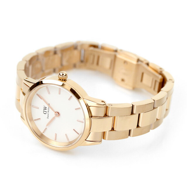Daniel Wellington Iconic Link White Dial Rose Gold Steel Strap Watch for Women - DW00100213
