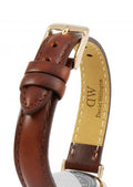 Daniel Wellington Classic Petite St Mawes Black Dial Brown Leather Strap Watch For Women - DW00100225