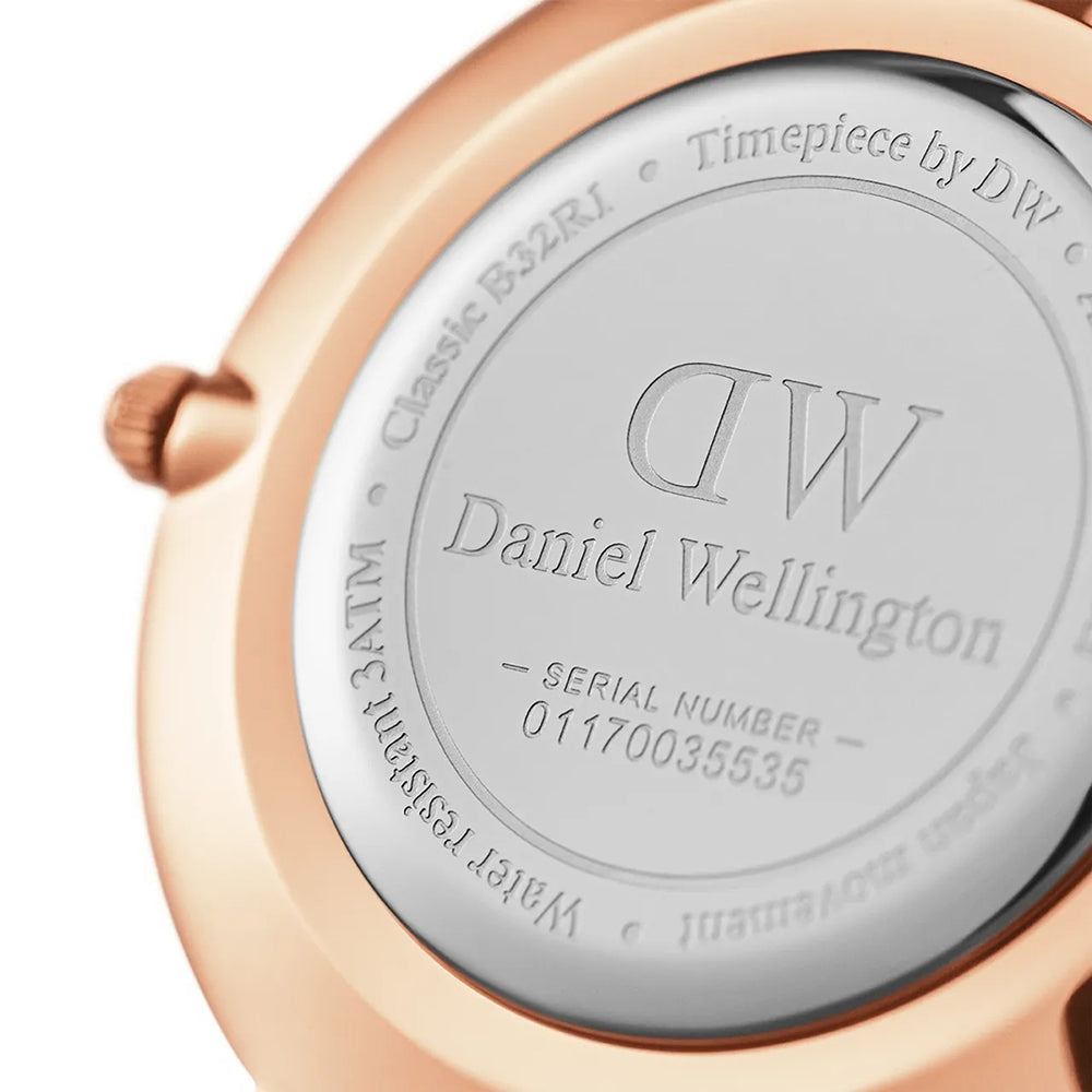 Daniel Wellington Classic Petite Bondi Black Dial White Leather Strap Watch For Women - DW00100283
