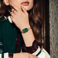 Daniel Wellington Quadro Melrose Green Dial Rose Gold Mesh Strap Watch For Women - DW00100437
