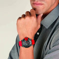 Diesel Mega Chief Chronograph Black Dial Red Silicone Strap Watch For Men - DZ4427