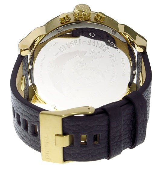 Diesel Mr Daddy Chronograph Black Dial Black Leather Strap Watch For Men - DZ7371