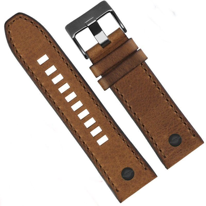 Diesel Mr Daddy Chronograph Grey Dial Brown Leather Strap Watch For Men - DZ7413