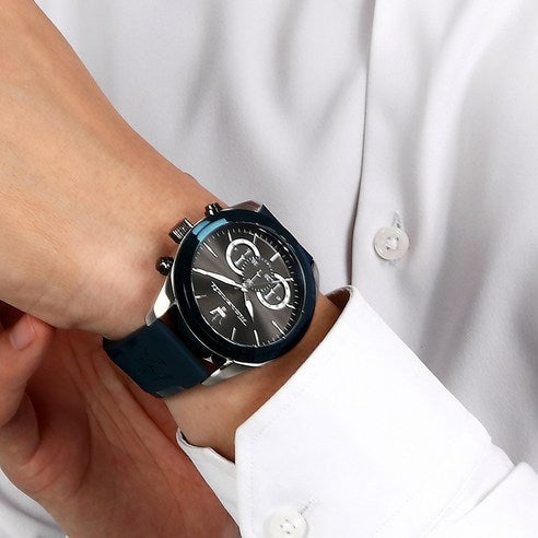 Maserati Traguardo Chronograph Blue Dial Black Silicone Strap Watch For Men - R8871612046