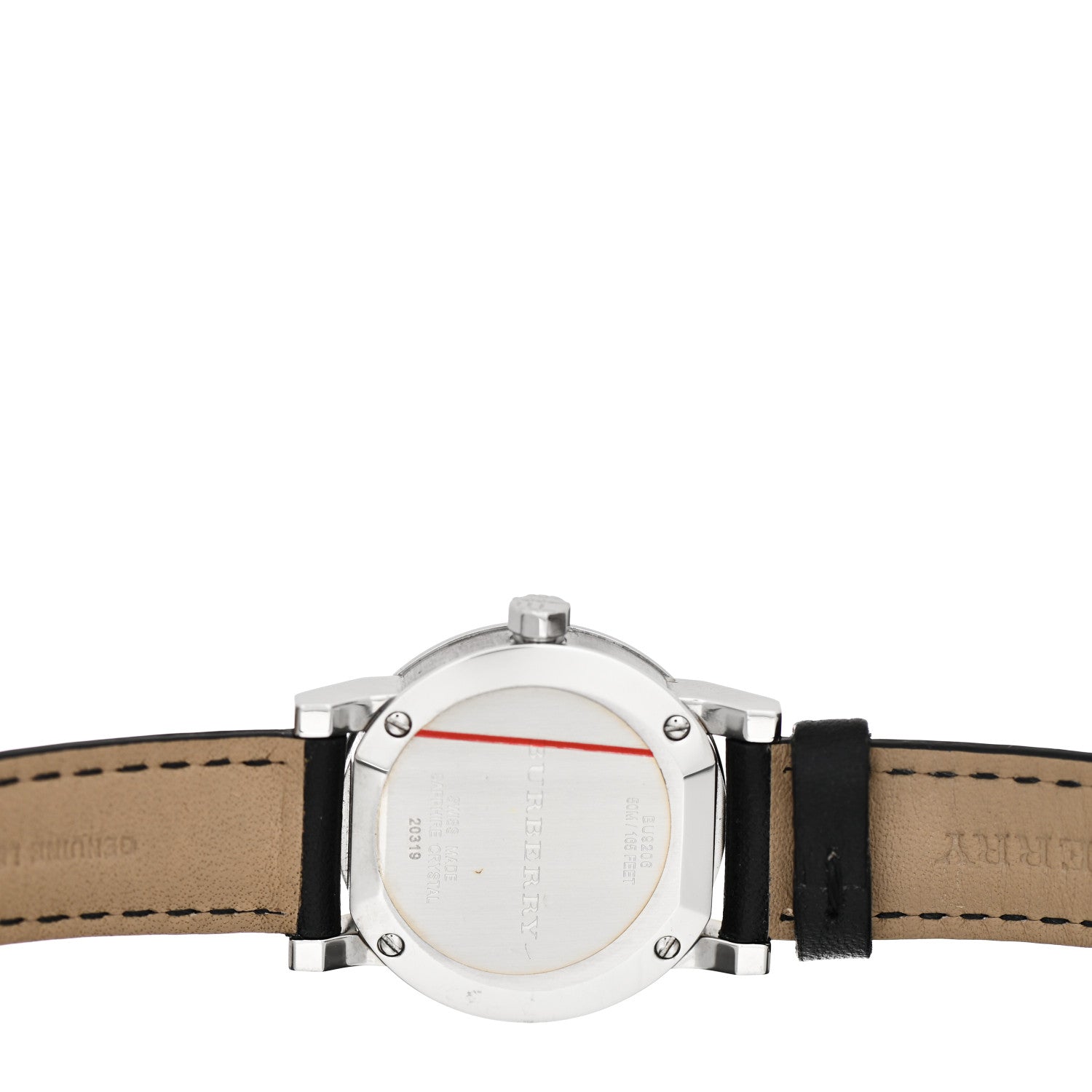 Burberry The City White Dial Black Leather Strap Watch for Women - BU9206