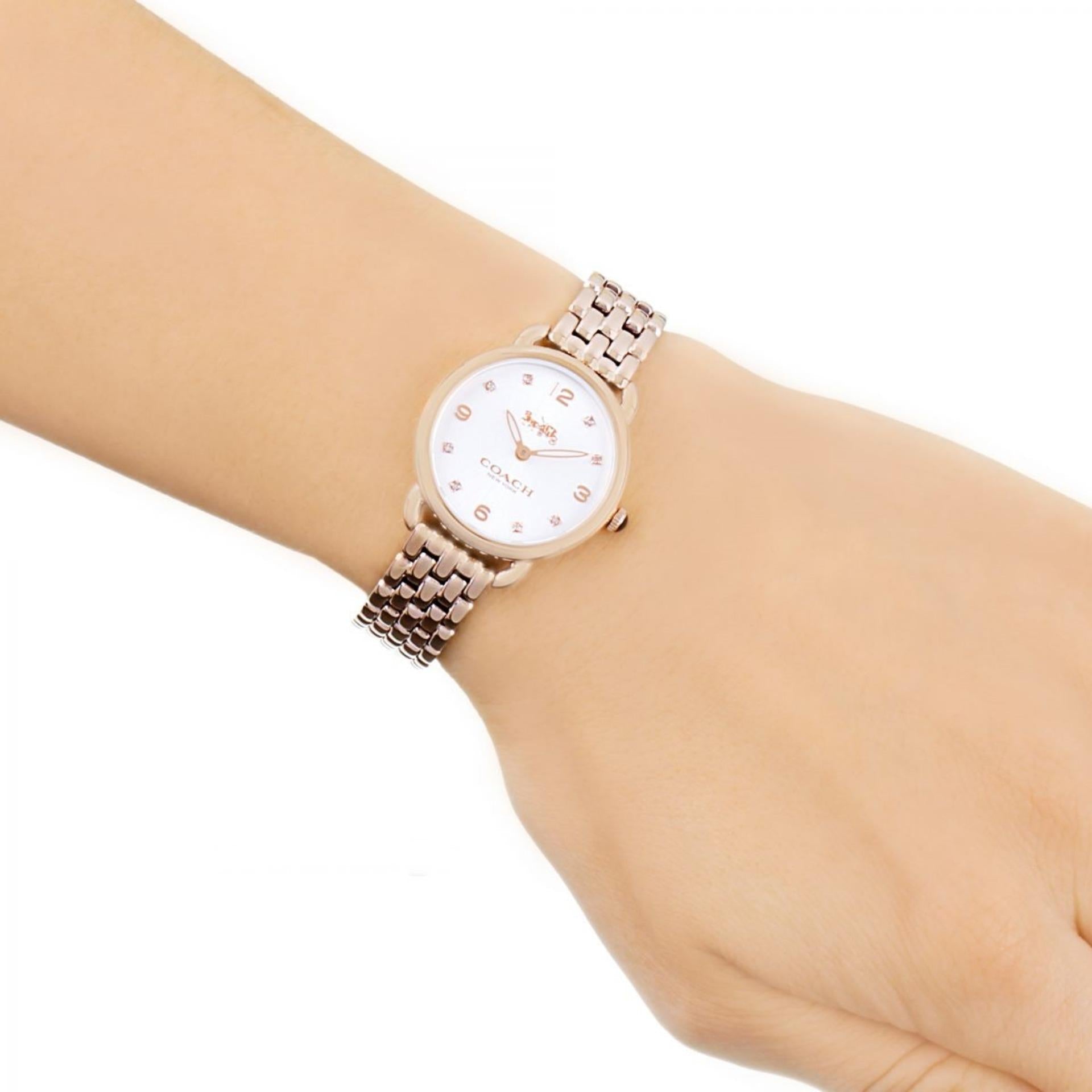Coach Delancey White Dial Rose Gold Steel Strap Watch for Women - 14502783