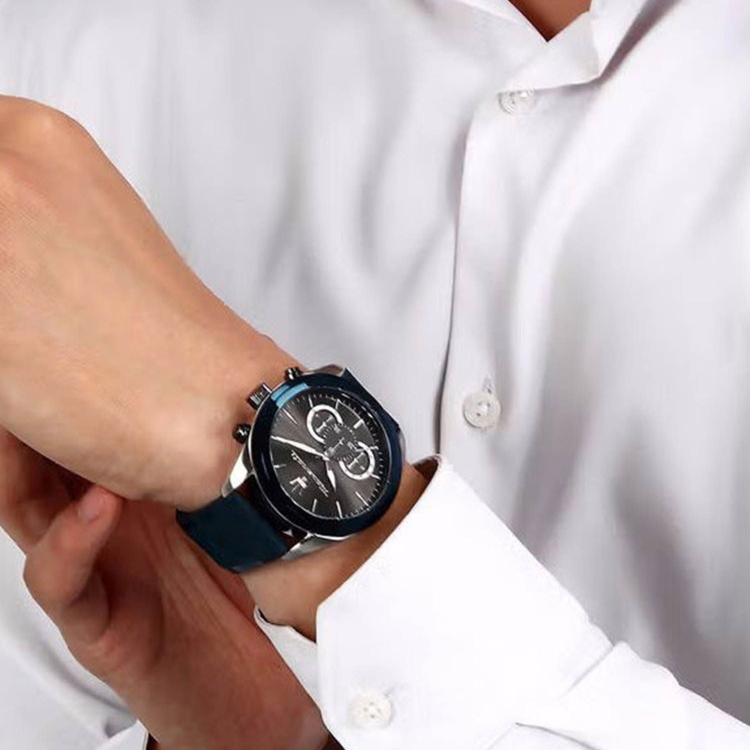 Maserati Traguardo Chronograph Blue Dial Black Silicone Strap Watch For Men - R8871612046