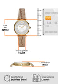 Emporio Armani Gianni T Bar Crystals Silver Dial Brown Leather Strap Watch For Women - AR11518