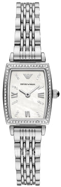 Emporio Armani Gianni T-Bar Quartz White Dial Silver Steel Strap Watch For Women - AR11405