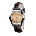 Emporio Armani Classic Quartz Beige Dial Brown Leather Strap Watch For Men - AR0646