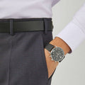 Emporio Armani Aviator Chronograph Black Dial Black Leather Strap Watch For Men - AR11143