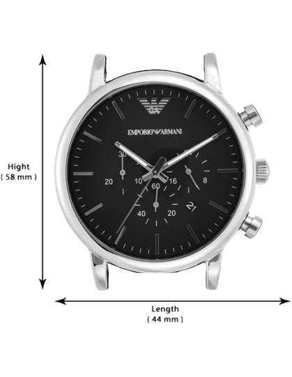 Emporio Armani Luigi Chronograph Black Dial Black Leather Watch For Men - AR1828