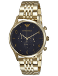 Emporio Armani Classic Chronograph Black Dial Gold Steel Strap Watch For Men - AR1893