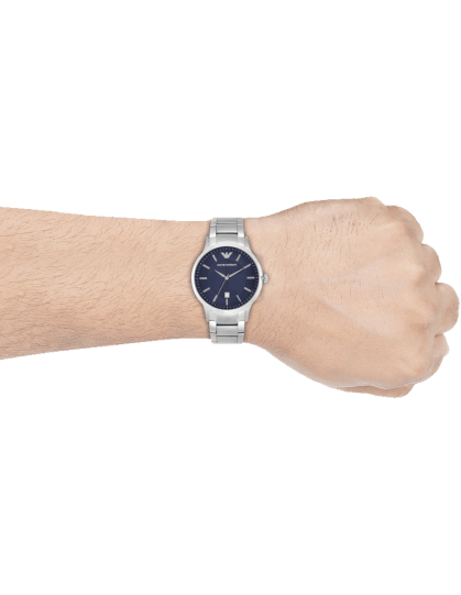 Emporio Armani Renato Blue Dial Silver Steel Strap Watch For Men - AR2477