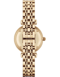 Emporio Armani Gianni T Bar White Mother of Pearl Dial Gold Steel Strap Watch For Women - AR1907