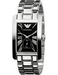 Emporio Armani Classic Black Dial Silver Stainless Steel Strap Watch For Men - AR0156