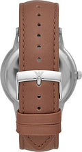 Emporio Armani Renato Quartz Silver Dial Brown Leather Strap Watch For Men - AR11185