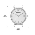 Emporio Armani Retro Analog Quartz Silver Dial Black Leather Strap Watch For Men - AR1674