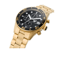 Emporio Armani Chronograph Black Dial Gold Steel Strap Watch For Men - AR5857