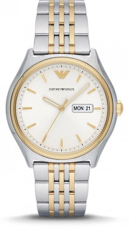Emporio Armani Cream Dial Two Tone Steel Strap Watch For Men - AR11034