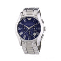 Emporio Armani Classic Blue Dial Silver Steel Strap Watch For Men - AR1635