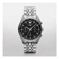 Emporio Armani Sportivo Chronograph Black Dial Silver Steel Strap Watch For Men - AR5984