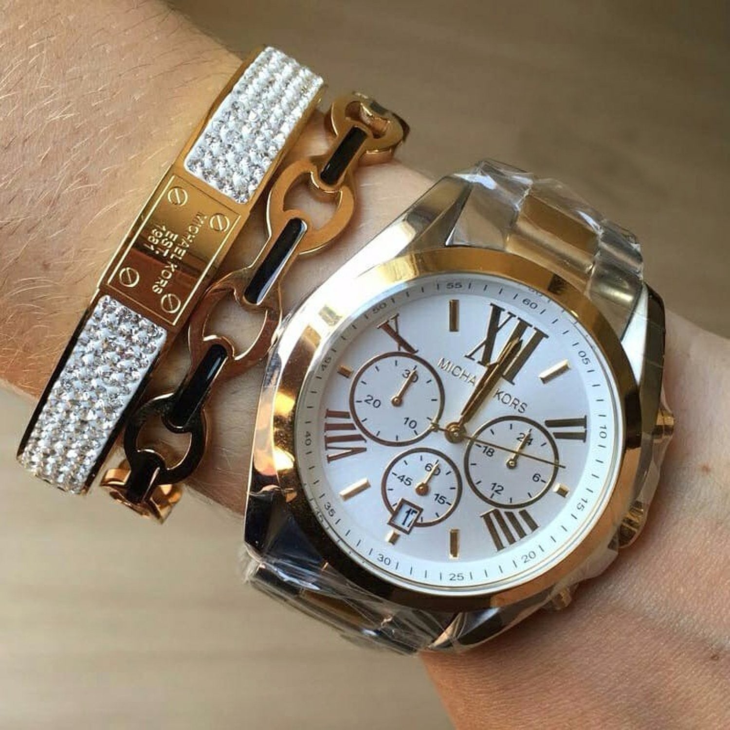 Michael Kors Bradshaw Silver Dial Two Tone Steel Strap Watch for Women - MK5627