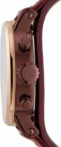 Fossil Original Boyfriend Sport Chronograph Maroon Dial Maroon Leather Strap Watch for Women - ES4114
