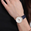 Fossil Tailor White Dial Blue Leather Strap Watch for Women - ES4394