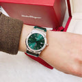 Salvatore Ferragamo F-80 Classic Green Dial Green Leather Strap Watch for Men - SFDT00119