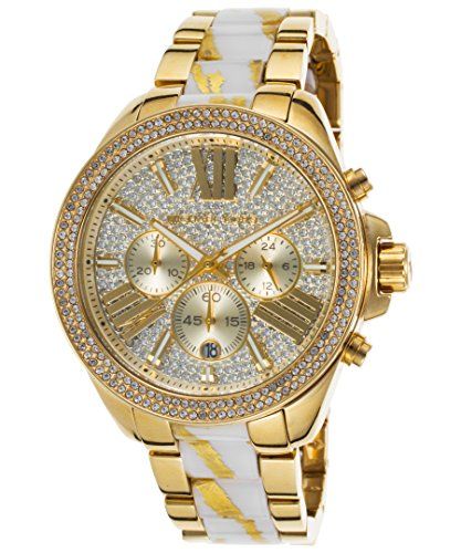 Michael Kors Wren Diamonds Gold Dial Two Tone Steel Strap Watch for Women - MK6157