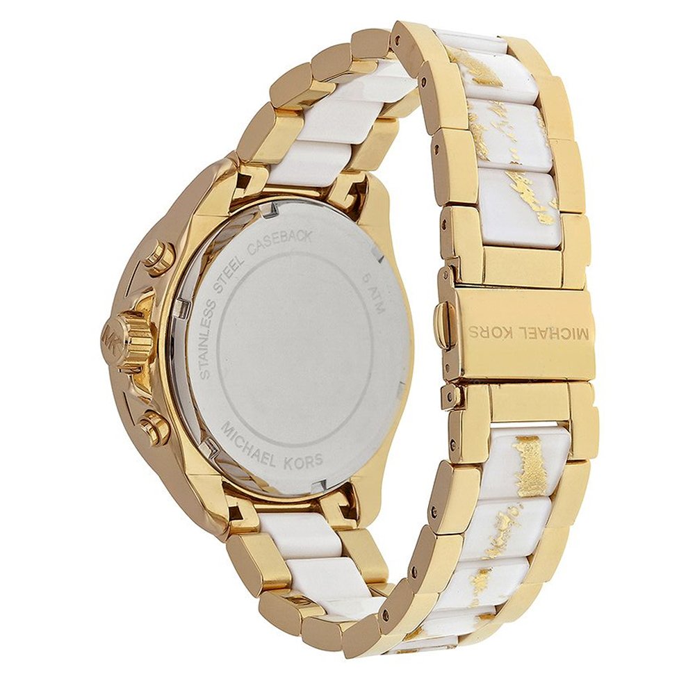 Michael Kors Wren Diamonds Gold Dial Two Tone Steel Strap Watch for Women - MK6157