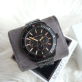 Michael Kors Cunningham Chronograph Black Dial Black Steel Strap Watch For Men - MK7157