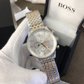 Hugo Boss Navigator White Dial Two Tone Steel Strap Watch for Men - 1513499